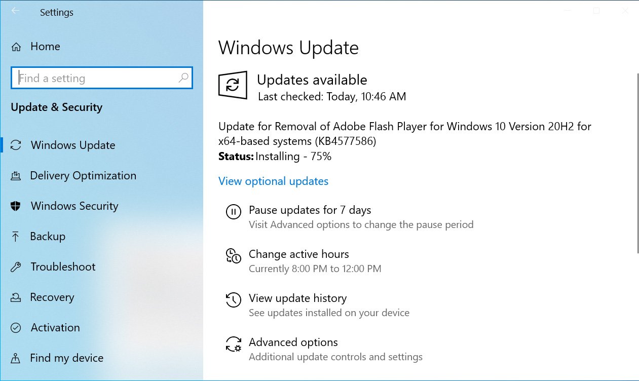 KB4577586 update installing
