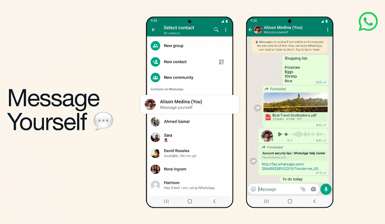 whatsapp message yourself large