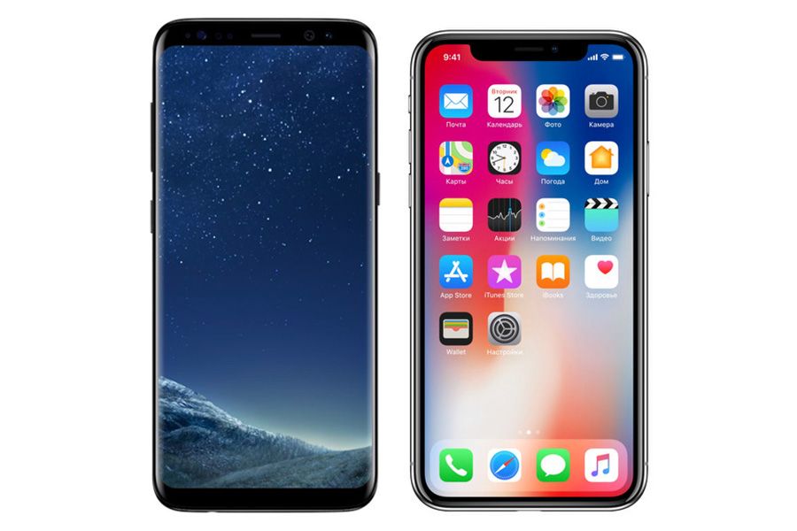 Samsung Galaxy S8 vs Apple iPhone X nfbqiqbbiabi3y6qi327v72fbh237fbfiwq