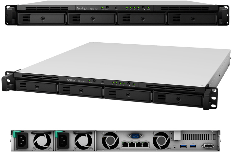 Intel Xeon D-1527 Ассортимент Synology пополнило хранилище с сетевым подключением RackStation RS1619xs +, рассчитанное на монтаж в стойку.