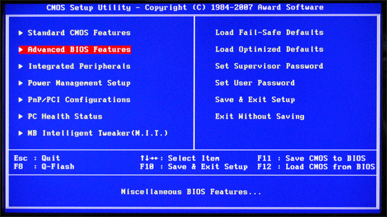 Advanced Bios Features