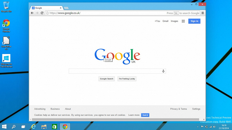 Windows 10 Google Chrome large large