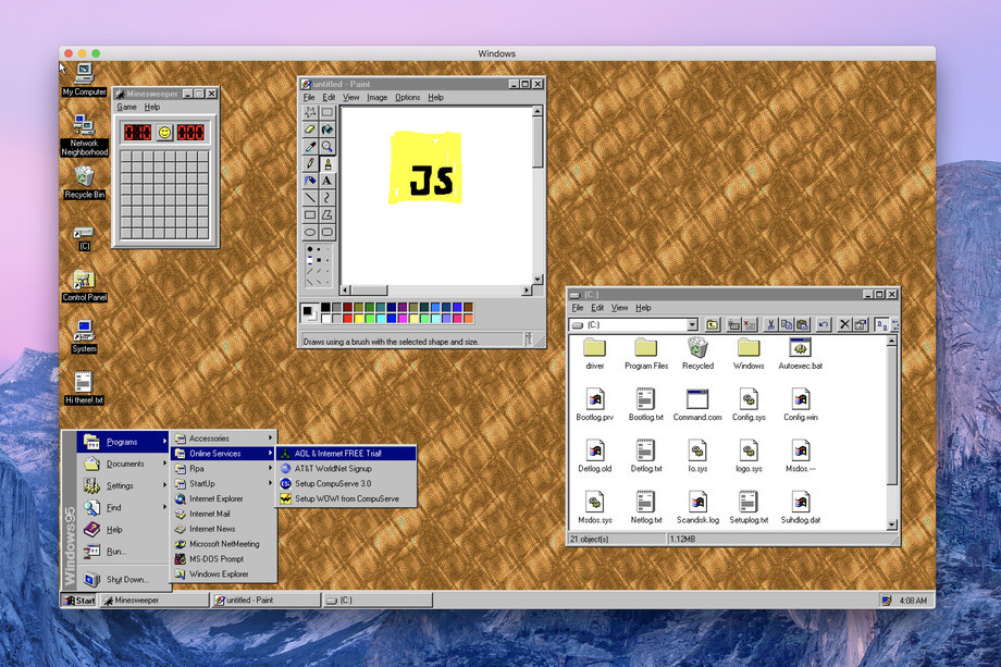 Windows 95 превратили в приложение для Windows 10, macOS и Linux