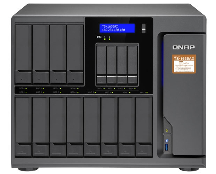 QNAP TS-1635AX: NAS-хранилище с 16 отсеками и двумя портами 10GbE SFP+
