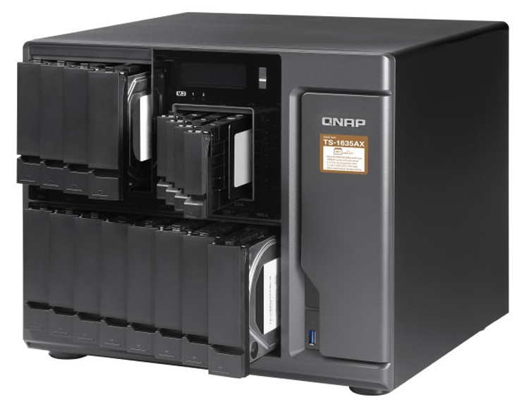 QNAP TS-1635AX: NAS-хранилище с 16 отсеками и двумя портами 10GbE SFP+