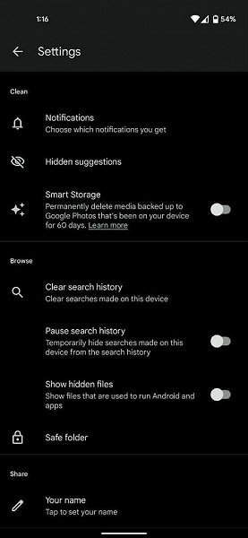 Files by Google Smart Storage toggle in Settings 473x1024